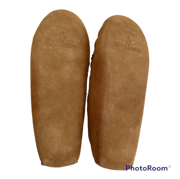 POLO RALPH LAUREN Suede Slip-On Fleece-Lined Moccasin Slipper Size 7D - Picture 11 of 14
